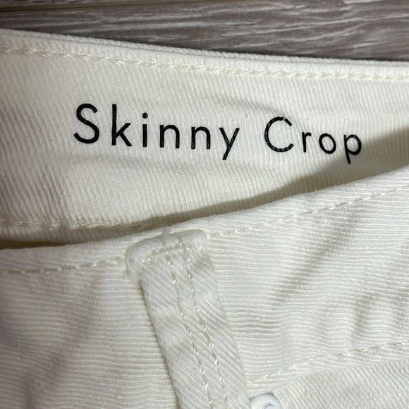Lauren Conrad Cream Off White Skinny Crop Denim Jeans Embroidered Hem 6 - Picture 12 of 15